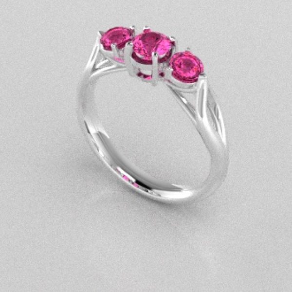 Verlovingsringen Witgoud 14 karaat Saffier Roze PR0002