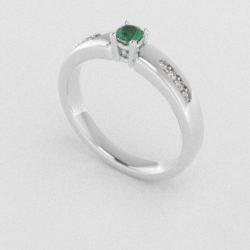 Verlovingsringen Witgoud 14 karaat Smaragd Diamant PR0003