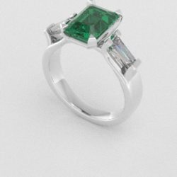 Verlovingsringen Witgoud 14 karaat Smaragd Diamant PR0005
