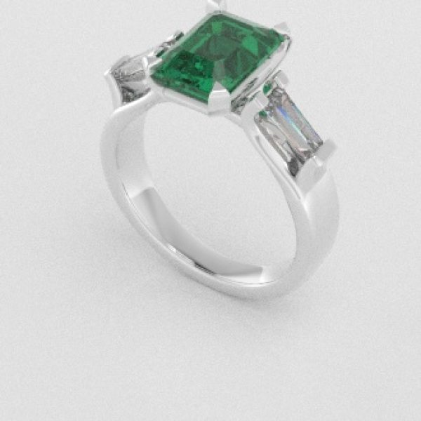Verlovingsringen Witgoud 14 karaat Smaragd Diamant PR0005