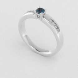 Verlovingsringen Witgoud 14 karaat Topaas London Blauw Diamant PR0003