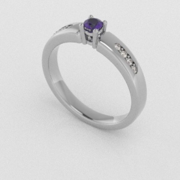 Verlovingsringen Witgoud 18 Karaat Amethist Diamant PR0003