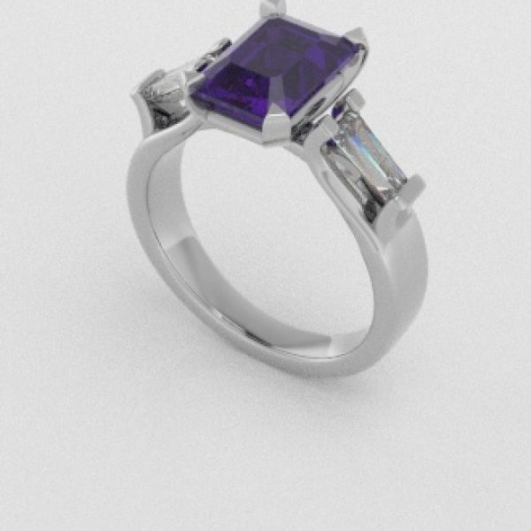Verlovingsringen Witgoud 18 Karaat Amethist Diamant PR0005