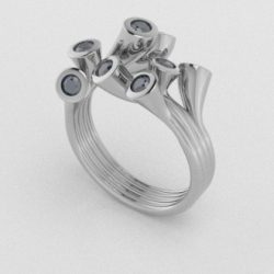 Verlovingsringen Witgoud 18 Karaat Diamant Blauw PR0001