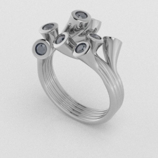 Verlovingsringen Witgoud 18 Karaat Diamant Blauw PR0001