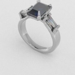 Verlovingsringen Witgoud 18 Karaat Diamant Blauw PR0005