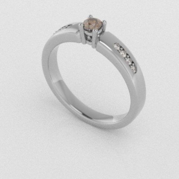 Verlovingsringen Witgoud 18 Karaat Diamant Bruin PR0003