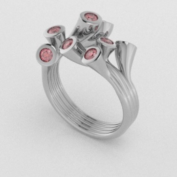 Verlovingsringen Witgoud 18 Karaat Diamant Roze PR0001