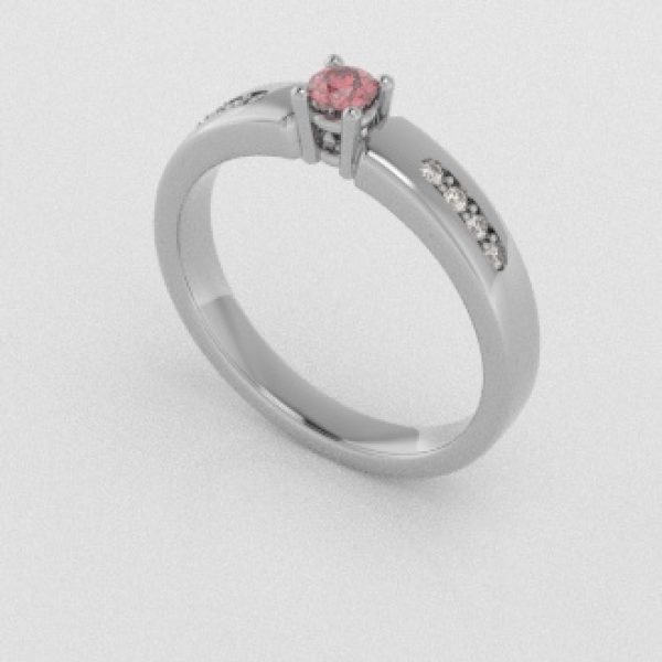 Verlovingsringen Witgoud 18 Karaat Diamant Roze PR0003
