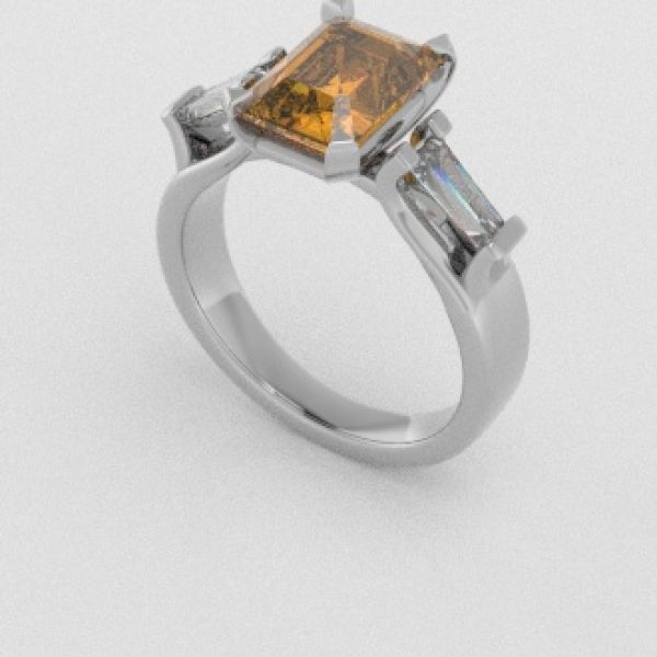 Verlovingsringen Witgoud 18 Karaat Saffier Geel Diamant PR0005