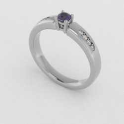 Verlovingsringen Witgoud 18 Karaat Saffier Paars Diamant PR0003