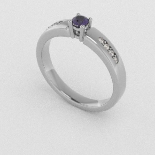 Verlovingsringen Witgoud 18 Karaat Saffier Paars Diamant PR0003