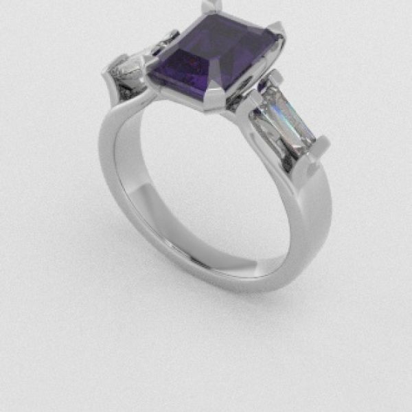 Verlovingsringen Witgoud 18 Karaat Saffier Paars Diamant PR0005