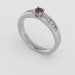 Verlovingsringen Witgoud 18 Karaat Saffier Rood Diamant PR0003