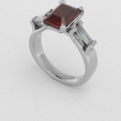 Verlovingsringen Witgoud 18 Karaat Saffier Rood Diamant PR0005