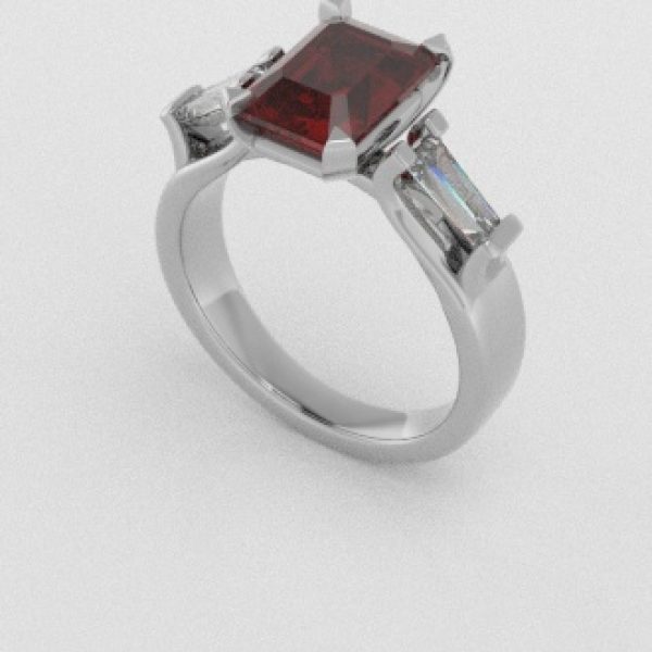 Verlovingsringen Witgoud 18 Karaat Saffier Rood Diamant PR0005