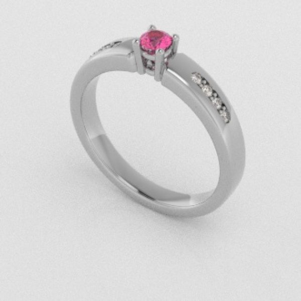 Verlovingsringen Witgoud 18 Karaat Saffier Roze Diamant PR0003