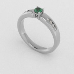 Verlovingsringen Witgoud 18 Karaat Smaragd Diamant PR0003