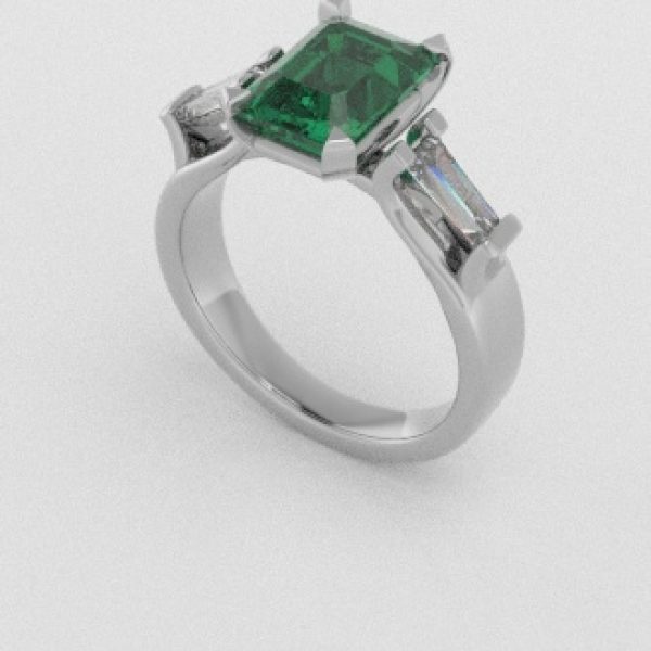Verlovingsringen Witgoud 18 Karaat Smaragd Diamant PR0005