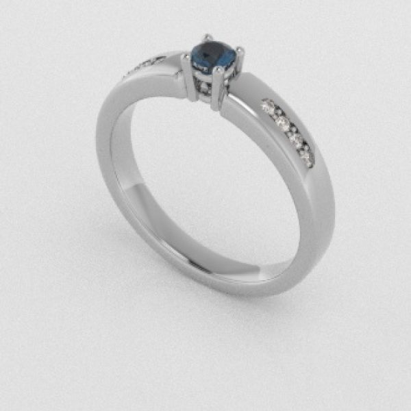 Verlovingsringen Witgoud 18 Karaat Topaas London Blauw Diamant PR0003