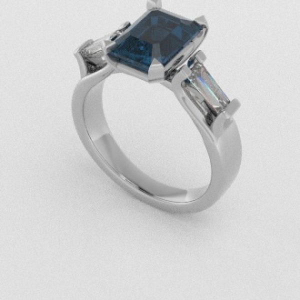 Verlovingsringen Witgoud 18 Karaat Topaas London Blauw Diamant PR0005