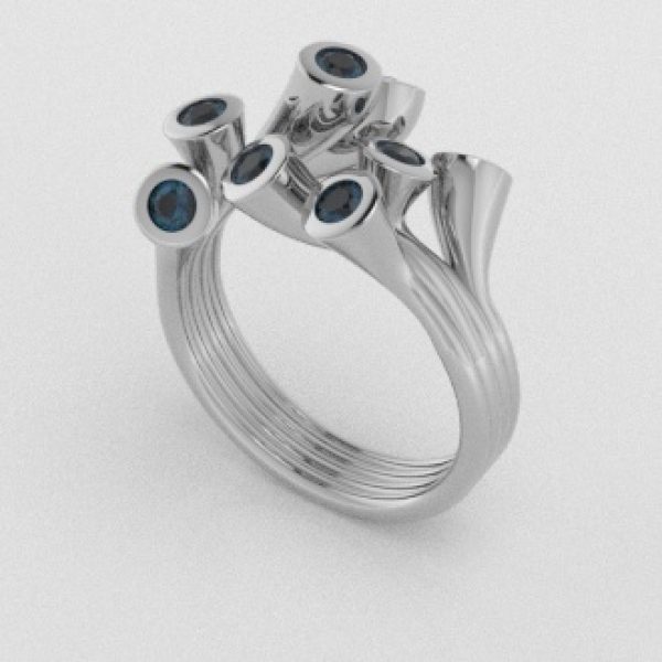 Verlovingsringen Witgoud 18 Karaat Topaas London Blauw PR0001