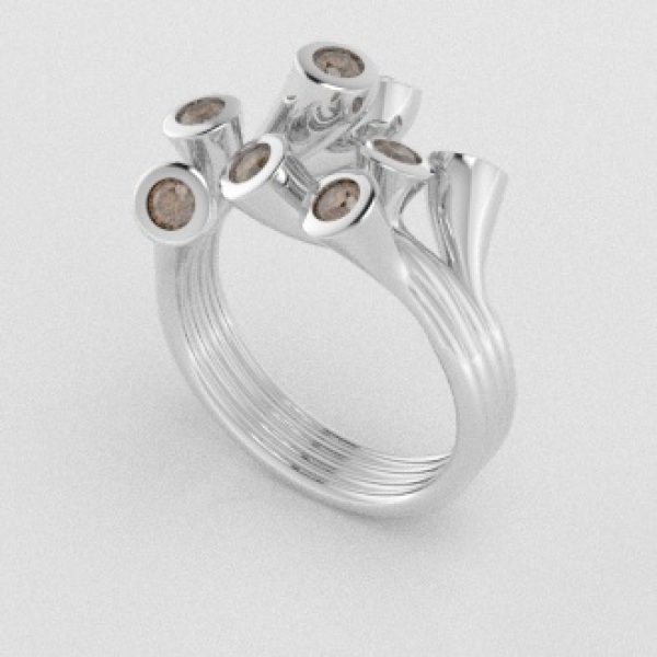 Verlovingsringen Witgoud 9 karaat Diamant Bruin PR0001