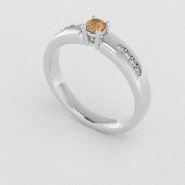 Verlovingsringen Witgoud 9 karaat Saffier Geel Diamant PR0003