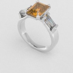 Verlovingsringen Witgoud 9 karaat Saffier Geel Diamant PR0005