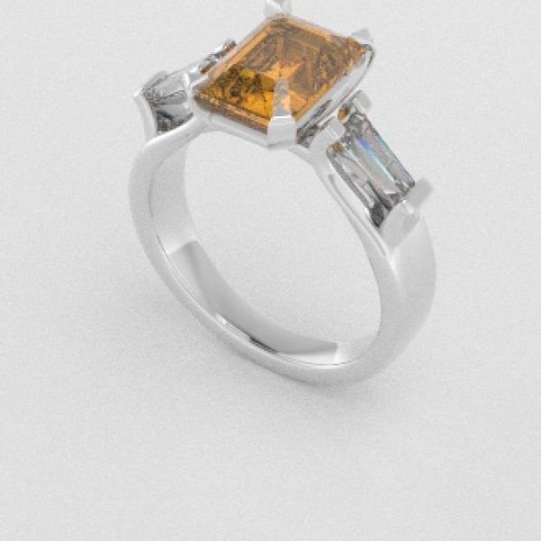 Verlovingsringen Witgoud 9 karaat Saffier Geel Diamant PR0005