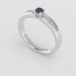 Verlovingsringen Witgoud 9 karaat Saffier Paars Diamant PR0003