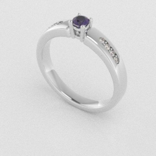 Verlovingsringen Witgoud 9 karaat Saffier Paars Diamant PR0003