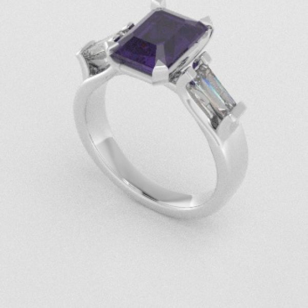 Verlovingsringen Witgoud 9 karaat Saffier Paars Diamant PR0005