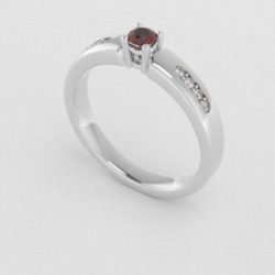 Verlovingsringen Witgoud 9 karaat Saffier Rood Diamant PR0003