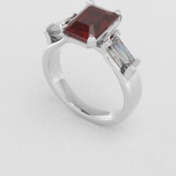 Verlovingsringen Witgoud 9 karaat Saffier Rood Diamant PR0005