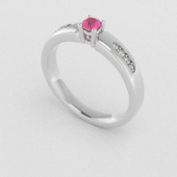 Verlovingsringen Witgoud 9 karaat Saffier Roze Diamant PR0003
