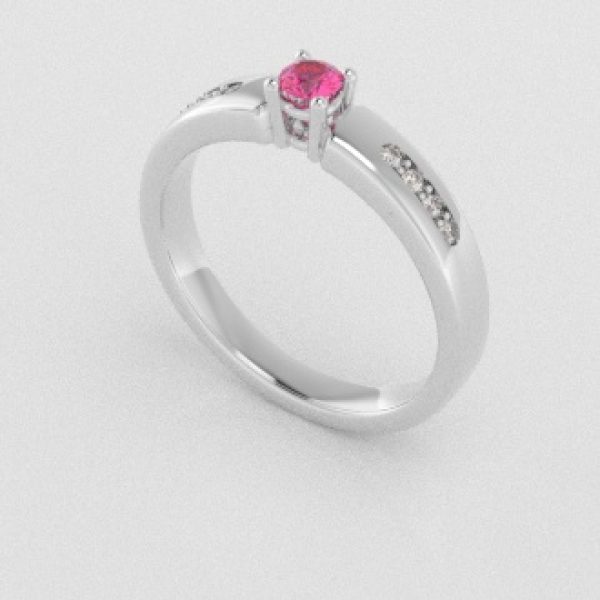 Verlovingsringen Witgoud 9 karaat Saffier Roze Diamant PR0003