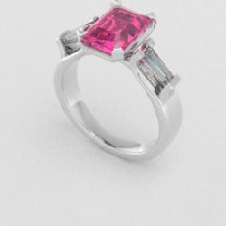 Verlovingsringen Witgoud 9 karaat Saffier Roze Diamant PR0005