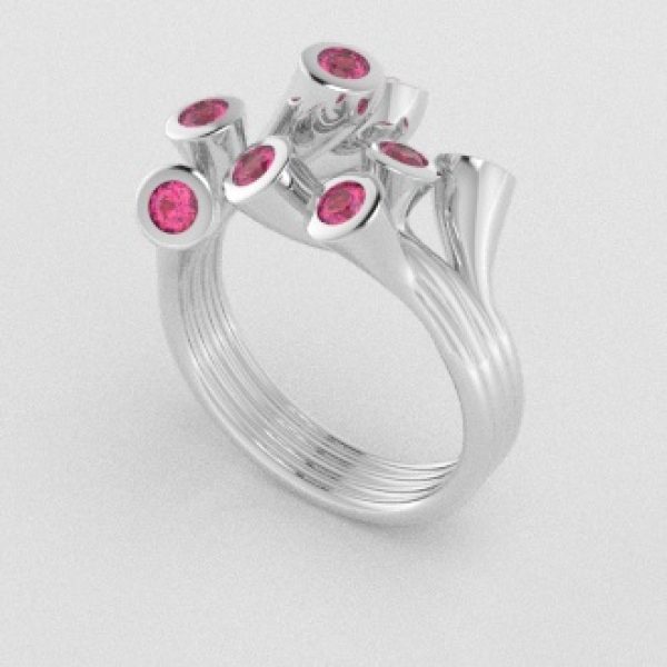 Verlovingsringen Witgoud 9 karaat Saffier Roze PR0001