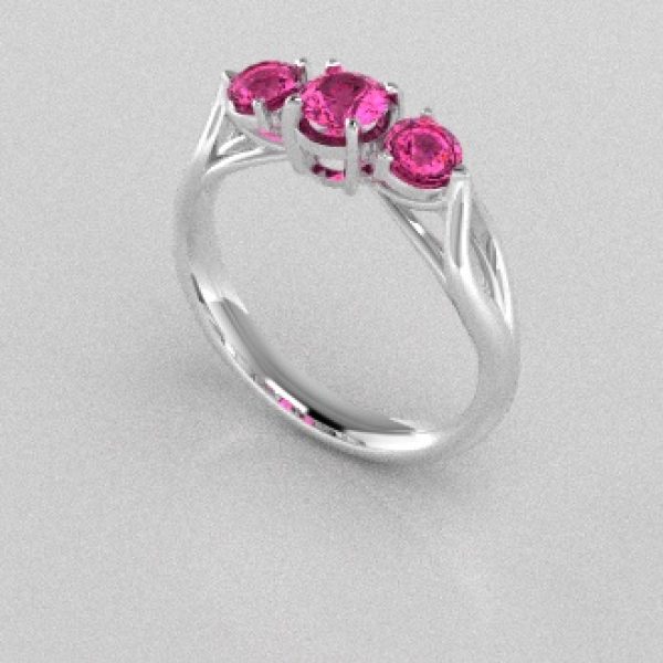Verlovingsringen Witgoud 9 karaat Saffier Roze PR0002