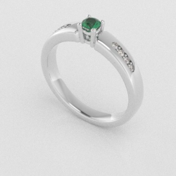 Verlovingsringen Witgoud 9 karaat Smaragd Diamant PR0003