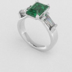 Verlovingsringen Witgoud 9 karaat Smaragd Diamant PR0005