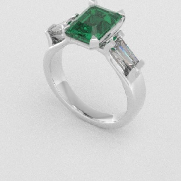 Verlovingsringen Witgoud 9 karaat Smaragd Diamant PR0005