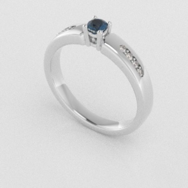 Verlovingsringen Witgoud 9 karaat Topaas London Blauw Diamant PR0003