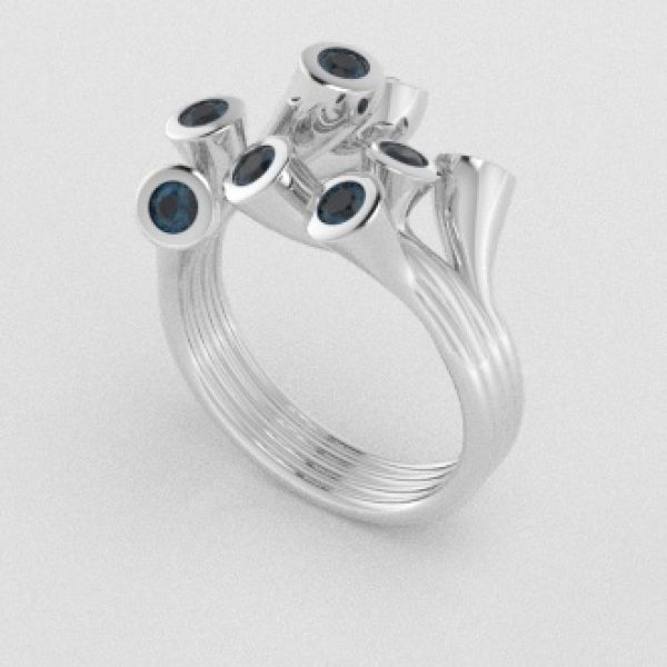 Verlovingsringen Witgoud 9 karaat Topaas London Blauw PR0001