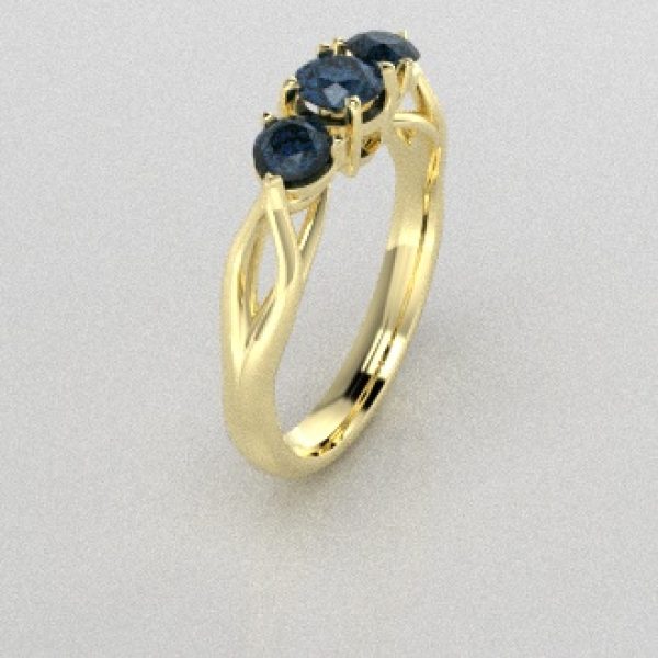Verlovingsringen Geelgoud 14 karaat Diamant Blauw PR0002
