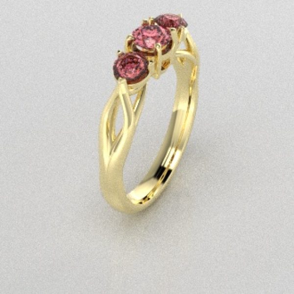 Verlovingsringen Geelgoud 14 karaat Diamant Roze PR0002