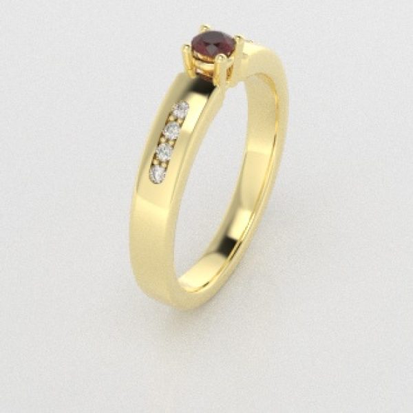 Verlovingsringen Geelgoud 14 karaat Saffier Rood Diamant PR0003