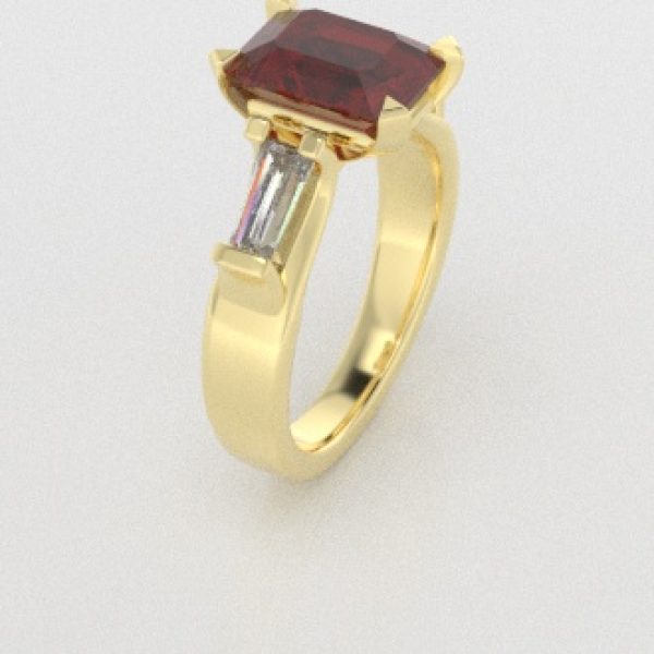 Verlovingsringen Geelgoud 14 karaat Saffier Rood Diamant PR0005