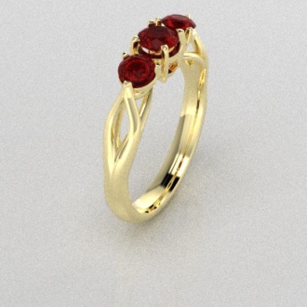 Verlovingsringen Geelgoud 14 karaat Saffier Rood PR0002